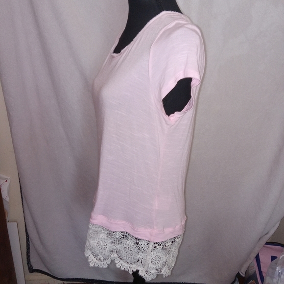 INC International Concepts Light Pink V-Neck Top With Lace Trim - Picture 6 of 12